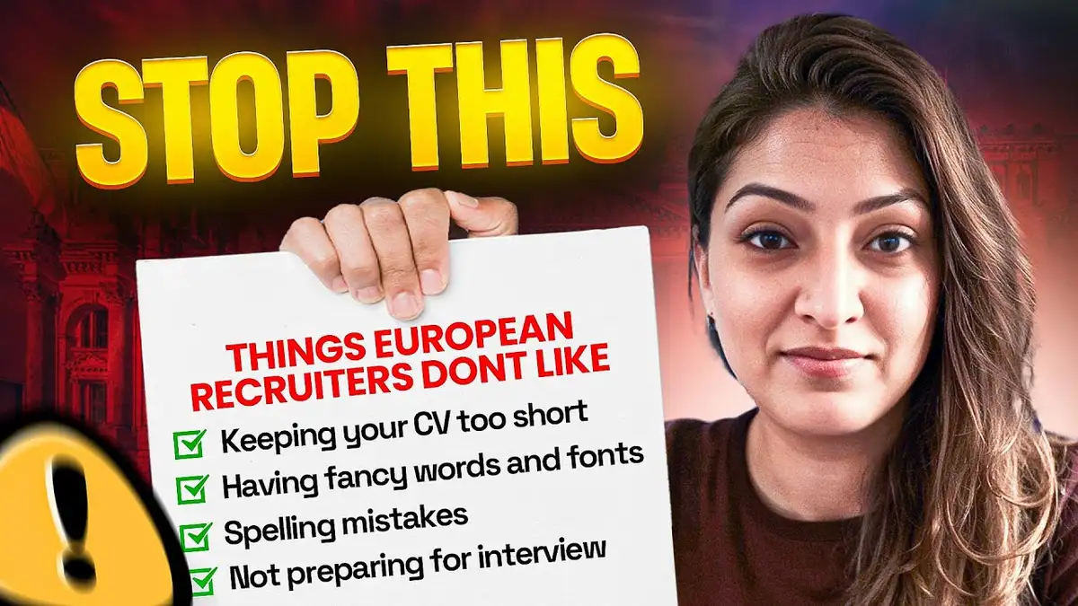 closeup recruiter reviewing cv pointing red flag germany