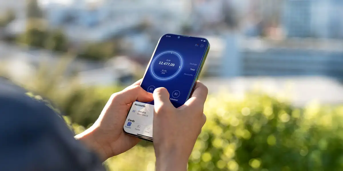 modern german people online banking account smartphone