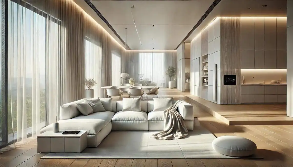 minimalist smart home interior living room sleek technology