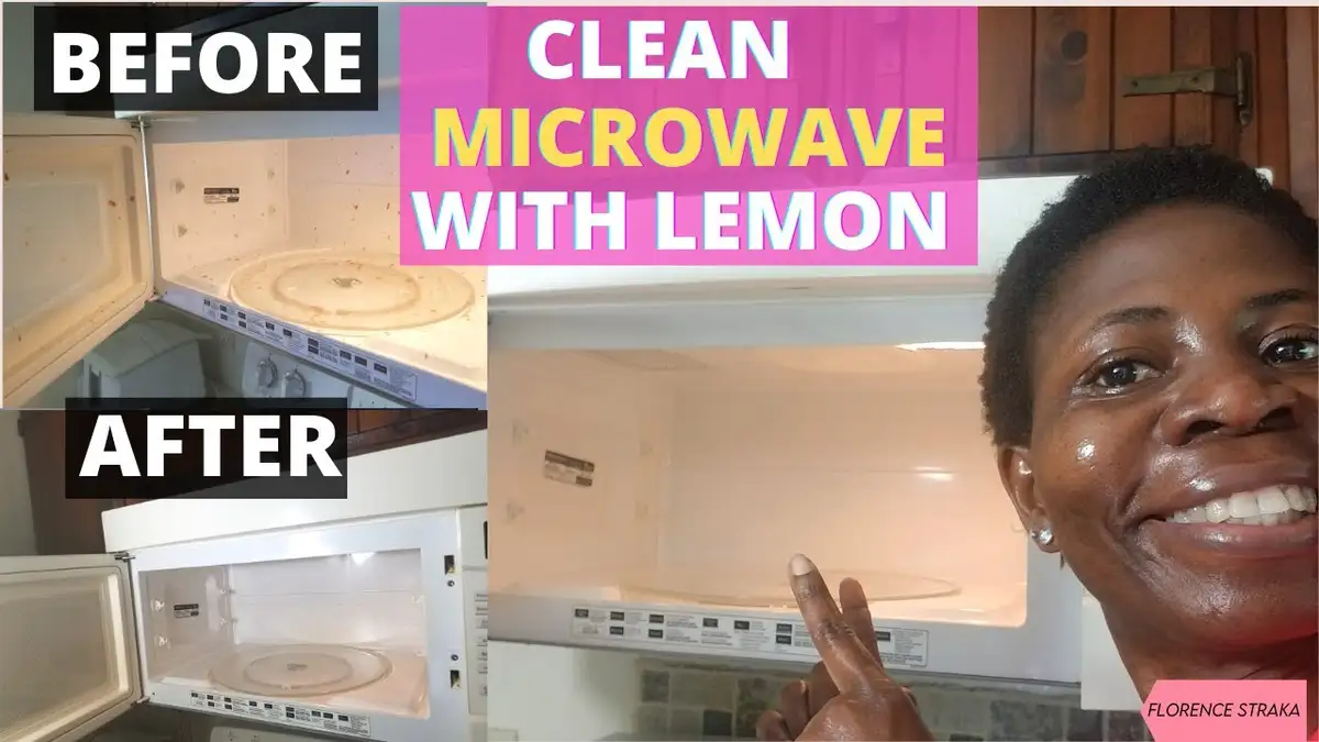 microwave before and after cleaning lemon