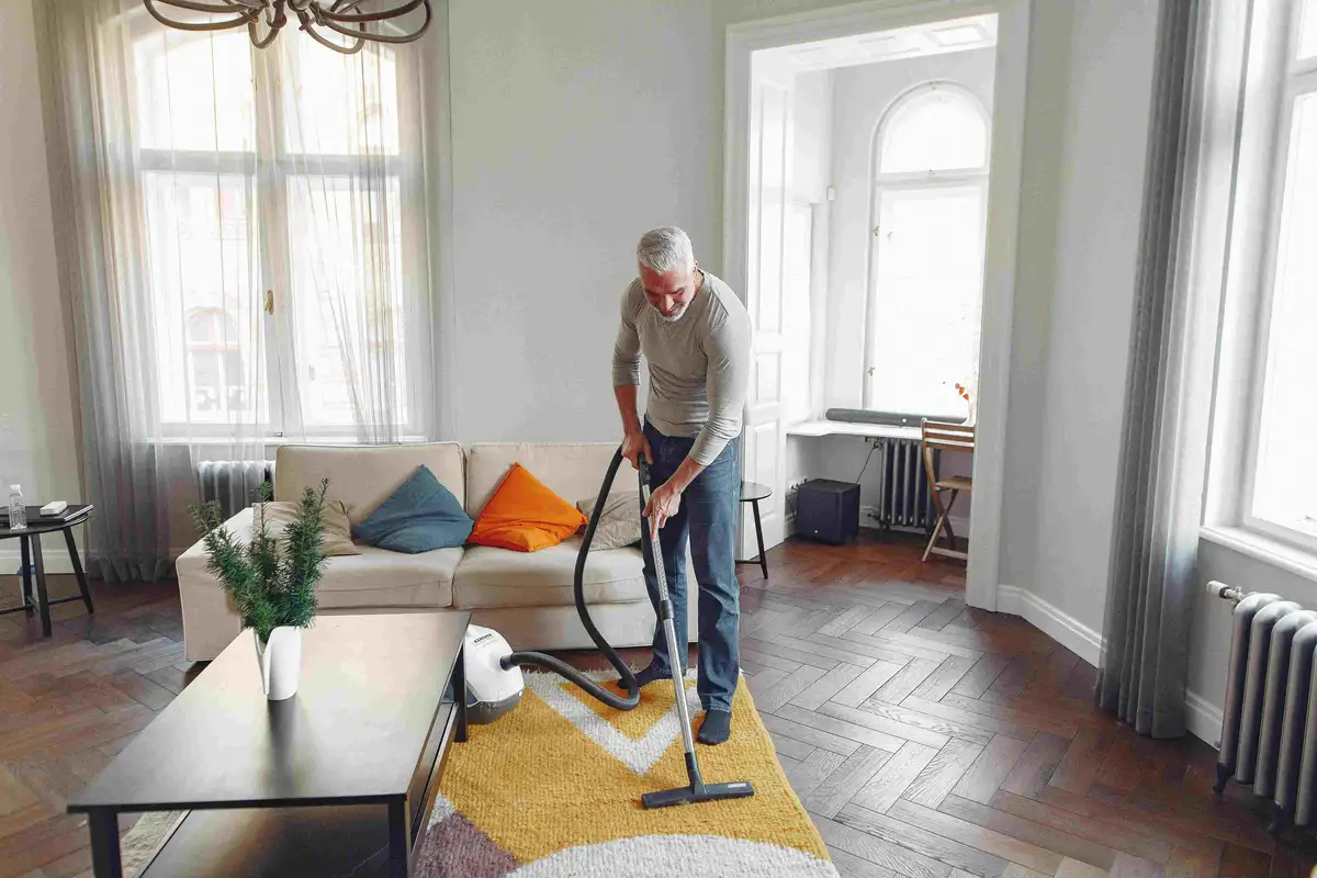 senior cleaning home with simple tools