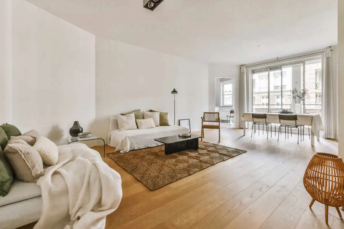 minimalist cozy living room with sunlight germany