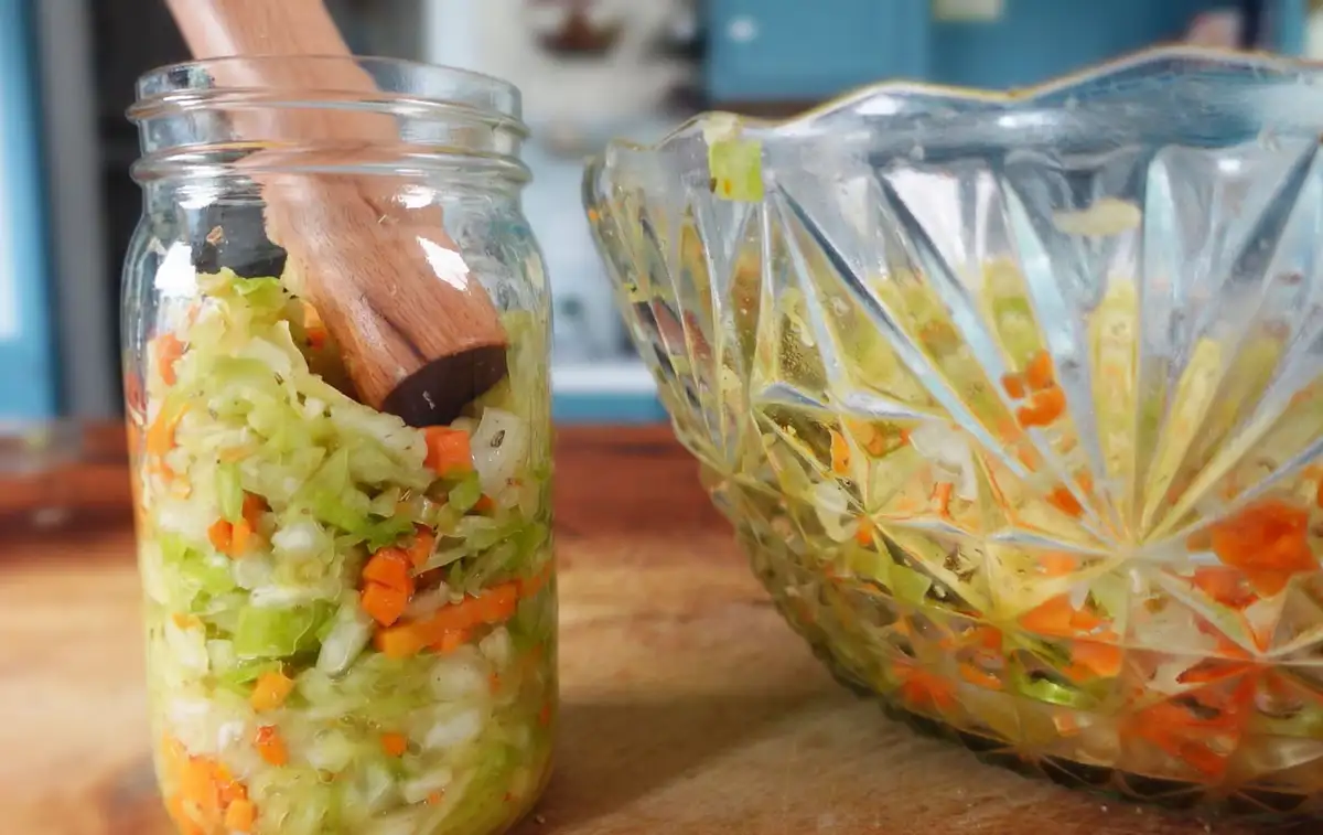 fermented cabbage jar healthy gut winter