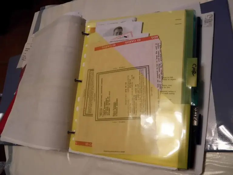 German tax receipts organized on desk