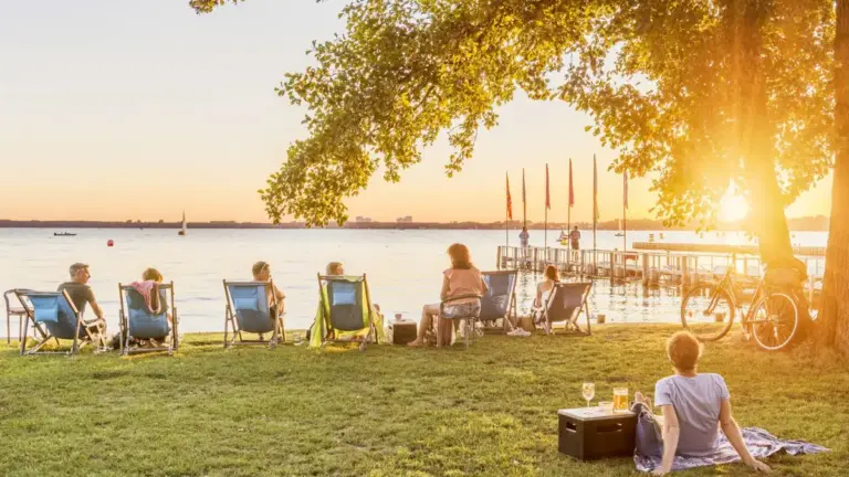 germany hidden lake sunrise people picnic