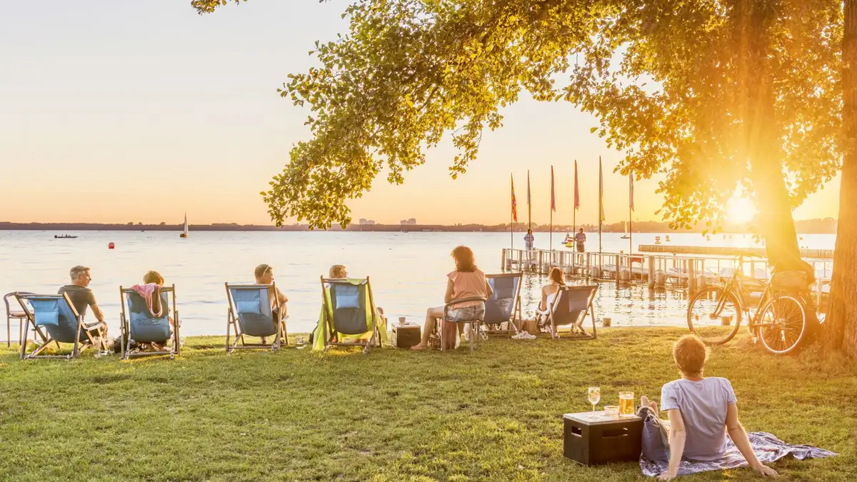 germany hidden lake sunrise people picnic