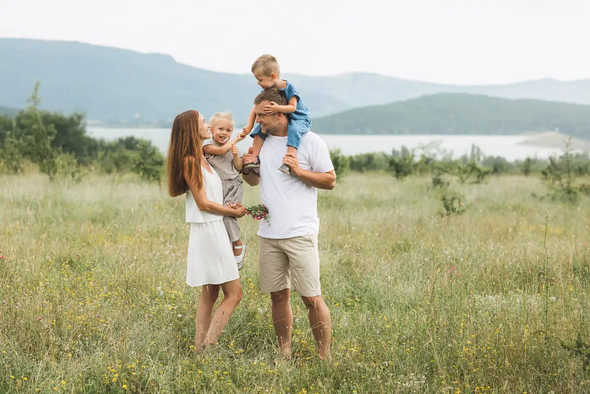 family using mobile app travel summer Germany happy